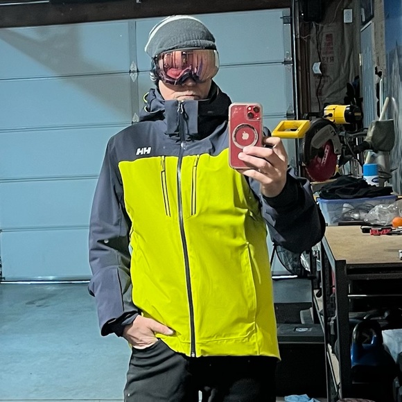 Helly Hansen Blue Grey Yellow H2 Flow Men’s Ski Jacket NWT - Picture 3 of 11